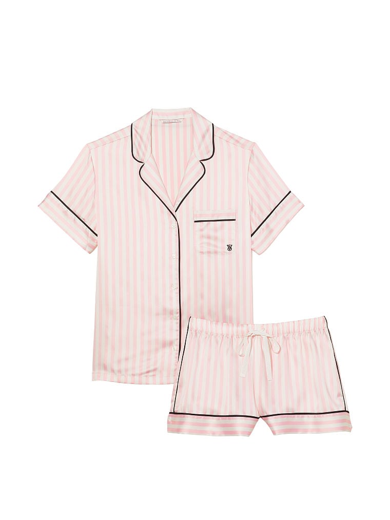 ست لباس خواب کوتاه ساتن ویکتوریا سیکرت مدل  Satin Short Pajama Set