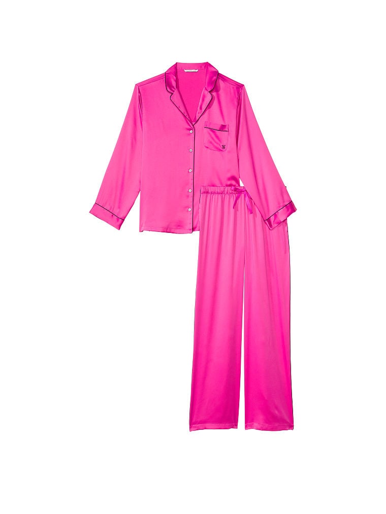 ست لباس خواب بلند ساتن ویکتوریا سیکرت مدل  Satin Long Pajama Set