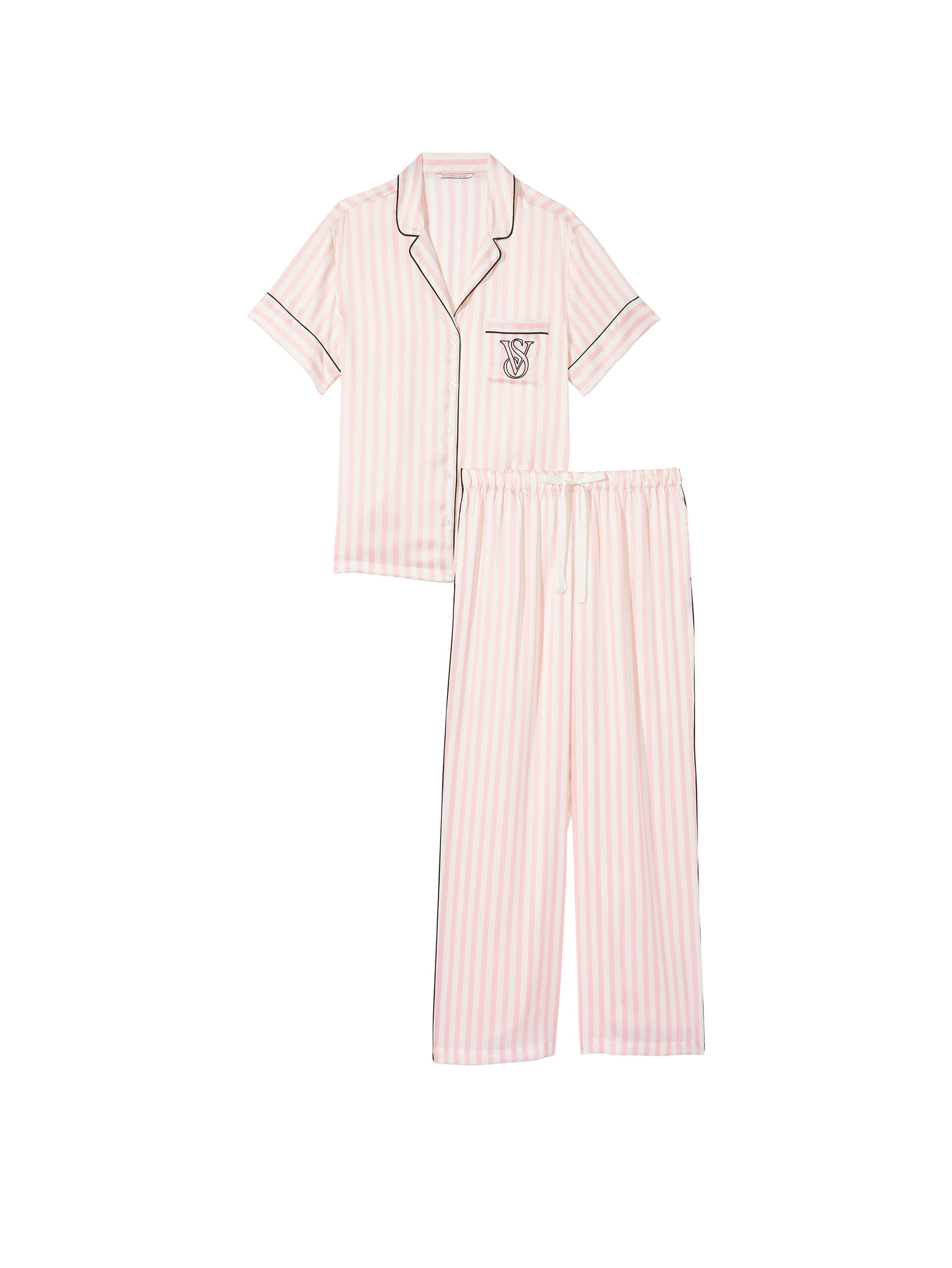 ست لباس خواب آستین کوتاه ساتن ویکتوریا سیکرت مدل  Satin Short-sleeve PJ Set