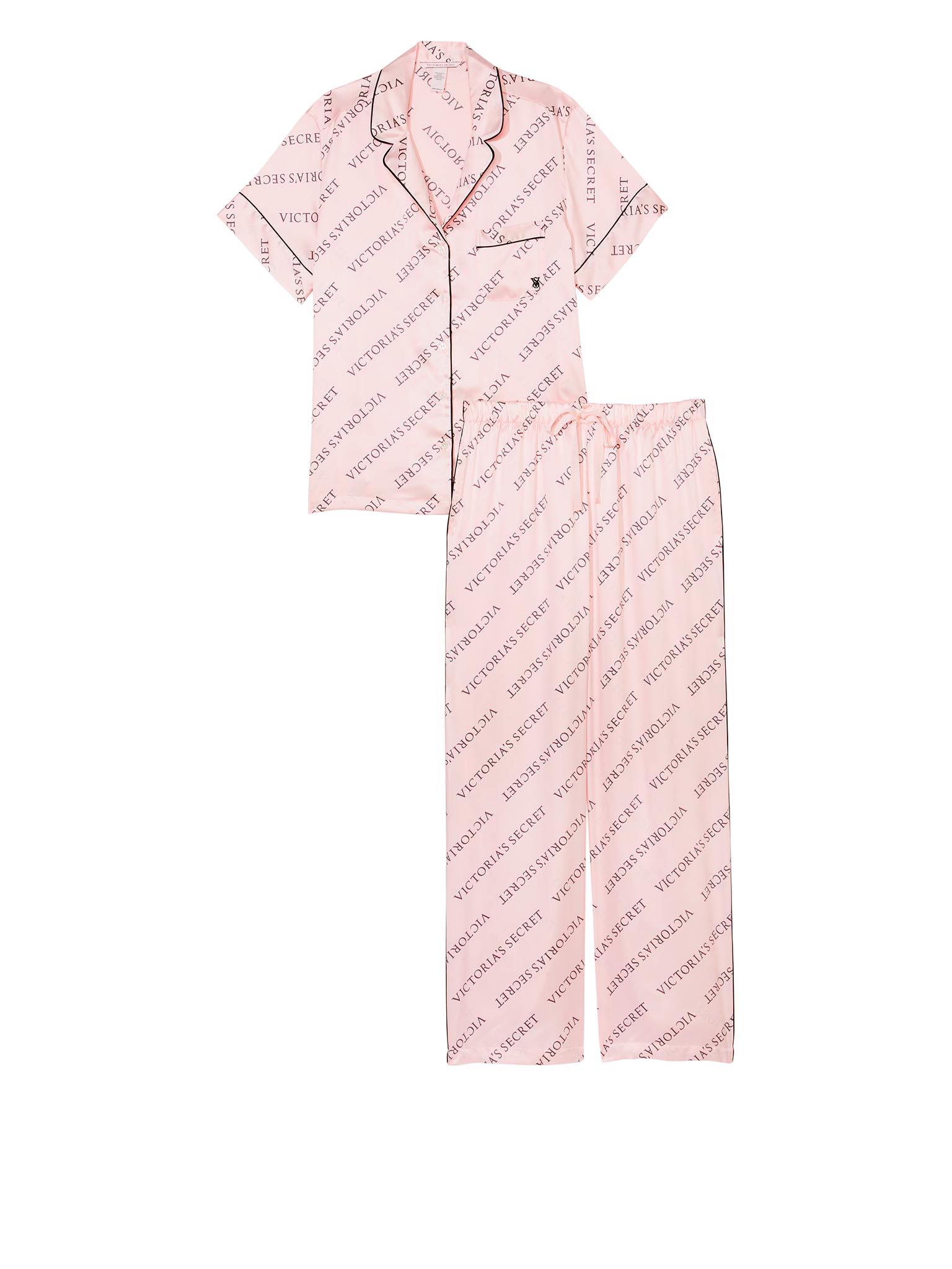 ست لباس خواب آستین کوتاه ساتن ویکتوریا سیکرت مدل  Satin Short-sleeve PJ Set