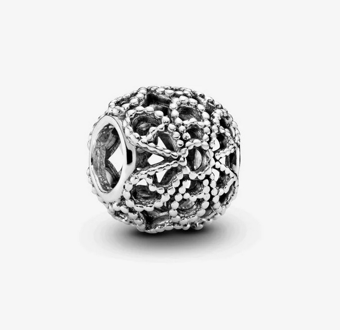 چارم تزیینی پاندورا مدل Openwork roses silver