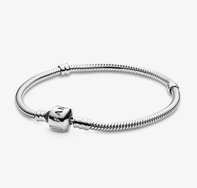 دستبند نقره پاندورا مدل Snake chain silver bracelet with round clasp